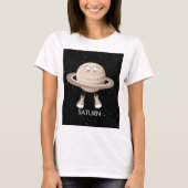 Planet Saturn und Sterne T-Shirt (Vorderseite)