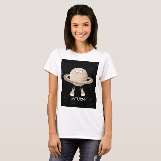 Planet Saturn und Sterne T-Shirt (Vorne ganz)