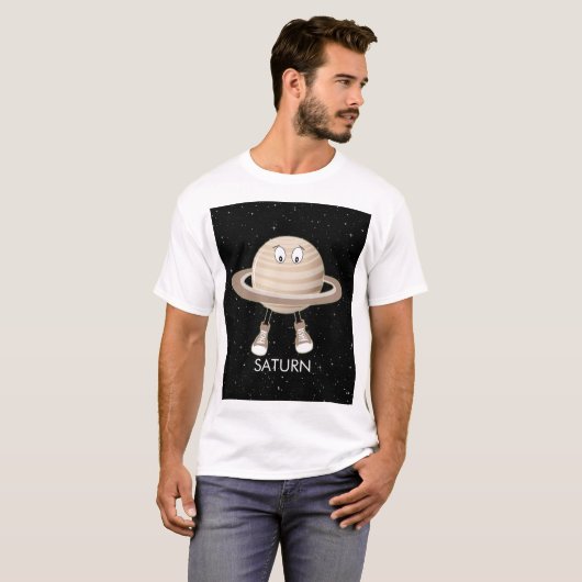 Planet Saturn und Sterne T-Shirt (Vorne ganz)