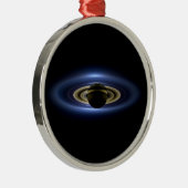 Planet Saturn vor dem Sun Silbernes Ornament (Rechts)
