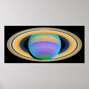 Planet Saturns Rings wie in ultraviolettem Licht g Poster