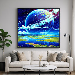 Planet Skies - Exotic Landscape Illustration Style Poster