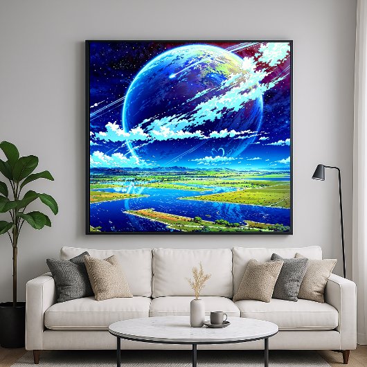 Planet Skies - Exotic Landscape Illustration Style Poster