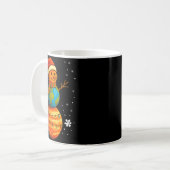 Planet Snowman Earth Saturn Christmas Holiday Art Kaffeetasse (Vorderseite Links)