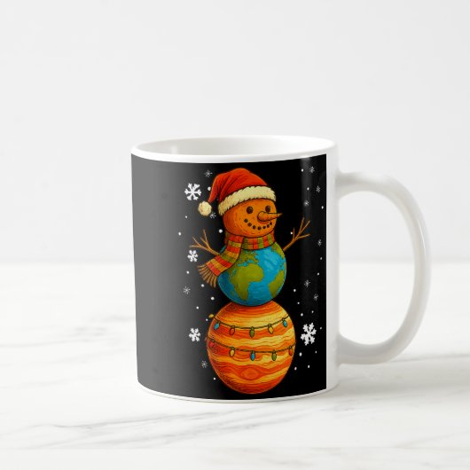 Planet Snowman Earth Saturn Christmas Holiday Art Kaffeetasse (Rechts)