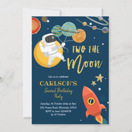 Planet Solar Space Zwei der Mond Einladung (Vorderseite)