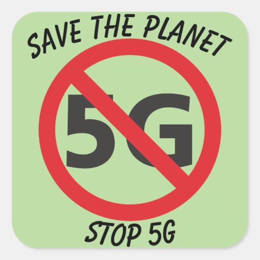 Planet speichern, 5G-Aufkleber anhalten Quadratischer Aufkleber (Vorderseite)