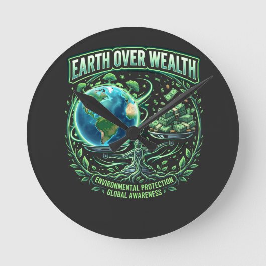 Planet steht über Profit Runde Wanduhr (Vorderseite)