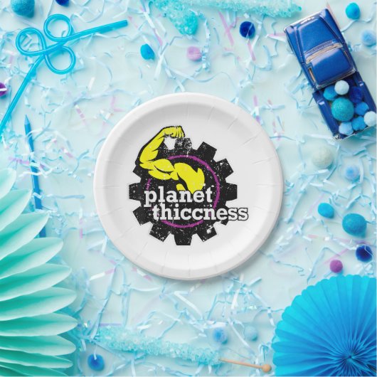 Planet Thiccness Gym Thickness Funny Joke Workout Pappteller (Party)