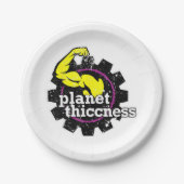 Planet Thiccness Gym Thickness Funny Joke Workout Pappteller (Vorderseite)