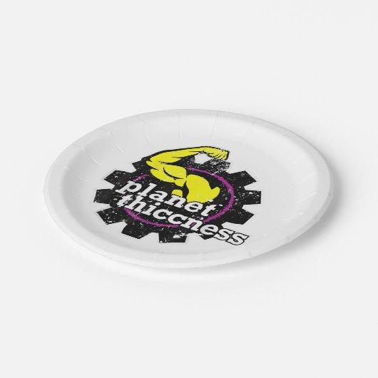 Planet Thiccness Gym Thickness Funny Joke Workout Pappteller (Schrägansicht)