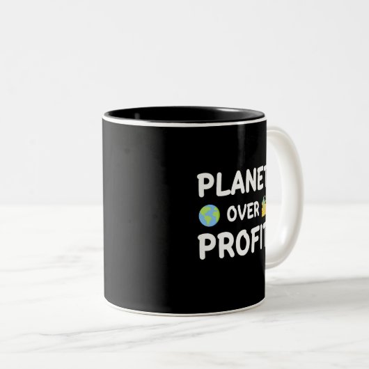 Planet über Gewinn - Nachhaltigkeit Zweifarbige Tasse (VorderseiteRechts)