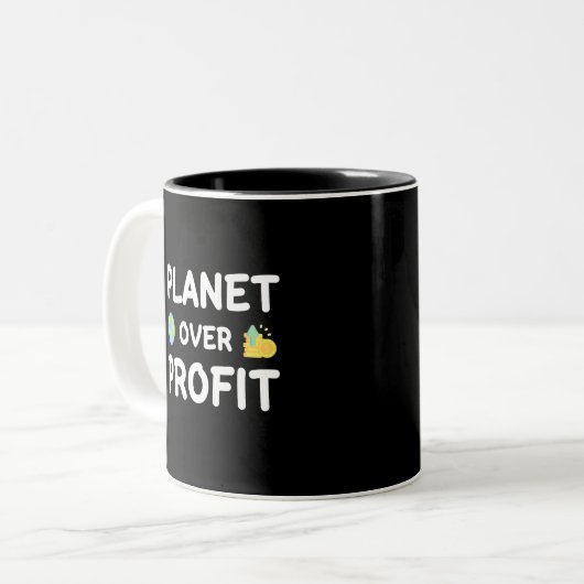 Planet über Gewinn - Nachhaltigkeit Zweifarbige Tasse (Vorderseite Links)