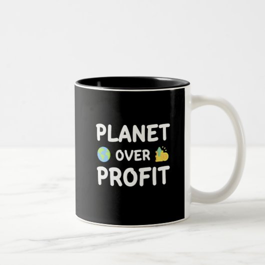 Planet über Gewinn - Nachhaltigkeit Zweifarbige Tasse (Rechts)
