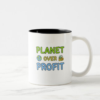 Planet über Gewinn - Nachhaltigkeit Zweifarbige Tasse