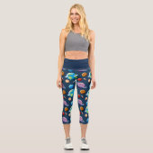 Planet- und Sternmuster Capri Leggings (Vorderseite)