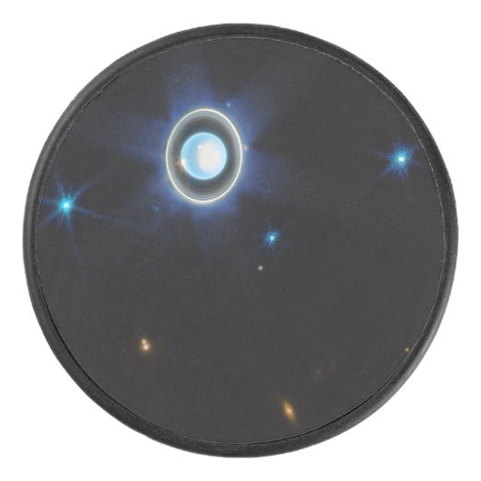 Planet Uranus mit Rings and Moons JWST-Bild Eishockey Puck (Vorderseite)
