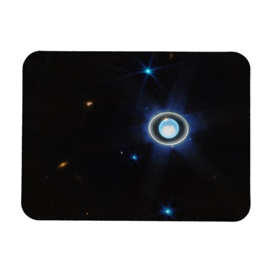 Planet Uranus mit Rings and Moons JWST-Bild Magnet (Horizontal)