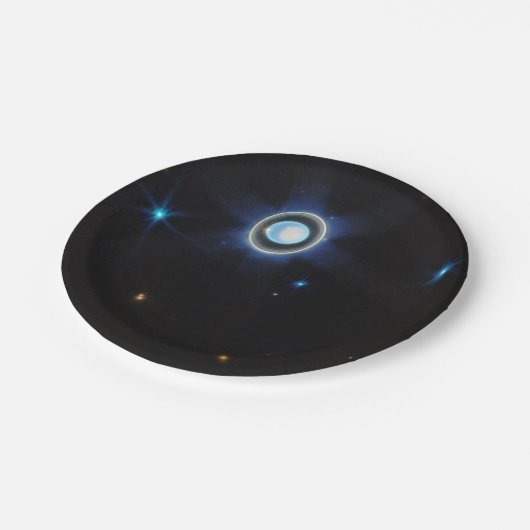 Planet Uranus mit Rings and Moons JWST-Bild Pappteller (Schrägansicht)
