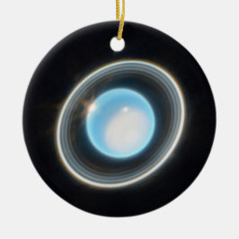 Planet Uranus mit Rings JWST Image Keramik Ornament