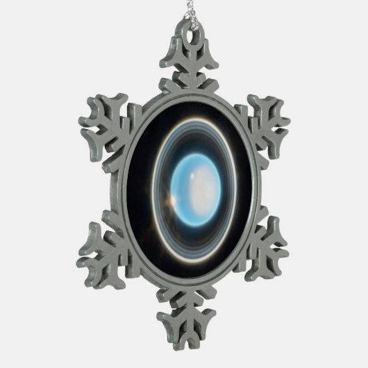 Planet Uranus mit Rings JWST Image Schneeflocken Zinn-Ornament (Links)