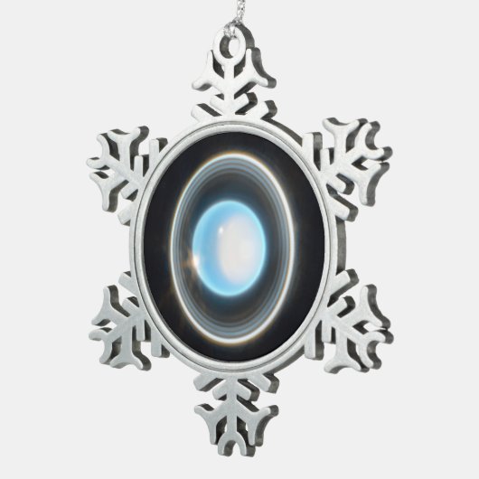 Planet Uranus mit Rings JWST Image Schneeflocken Zinn-Ornament (Rechts)
