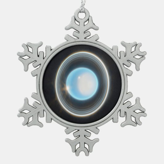 Planet Uranus mit Rings JWST Image Schneeflocken Zinn-Ornament (Vorderseite)