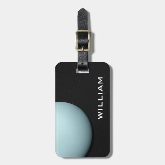 Planet Uranus Sonnensystem Schwarzer Raum mit Ster Gepäckanhänger (Vorderseite vertikal)