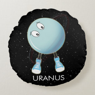 Planet Uranus & Sterne Rundes Kissen