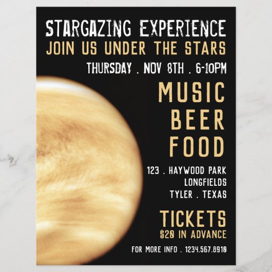 Planet Venus, Planetarium Eventwerbung Flyer (Vorne)