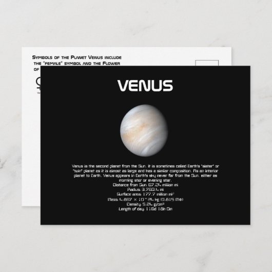 Planet Venus Postcard Postkarte (Vorne/Hinten)