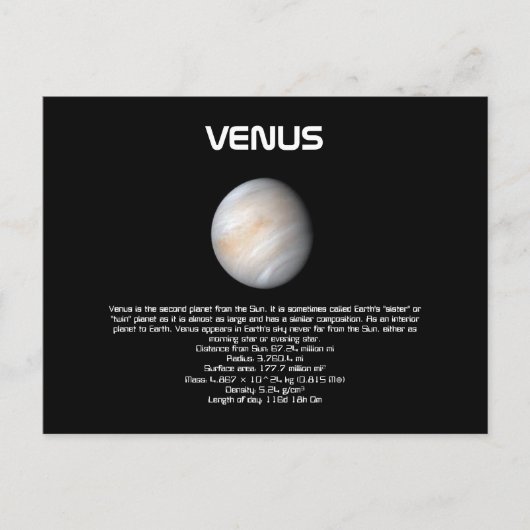 Planet Venus Postcard Postkarte (Vorderseite)