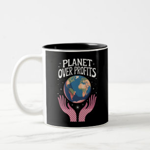 Planet vor Profit Die Erderwärmung ist real Zweifarbige Tasse