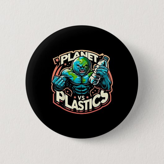 Planet Vs Plastics Earth Day Button (Vorderseite)