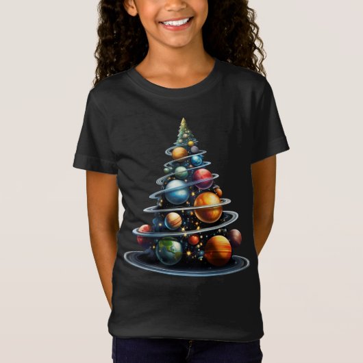 Planet Weihnachtsbaum Weltraumkids T-Shirt (Vorderseite)