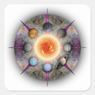 Planetaler Mandala Rechtecksticker Quadratischer Aufkleber
