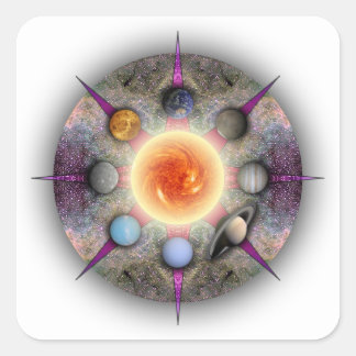 Planetaler Mandala Rechtecksticker Quadratischer Aufkleber