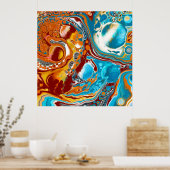 Planetäre Bliss Fluid Digital Art Poster (Küche)