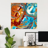 Planetäre Bliss Fluid Digital Art Poster (Heimbüro)