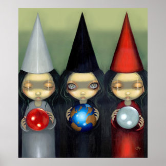 Planetarische Hexen ART DRUCKEN, gotische Hexe Poster