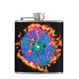 Planetarischer Nebel NGC 6751 Pop Art Psychedelisc Flachmann
