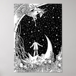 Planetarium leuchtet am Himmel Poster