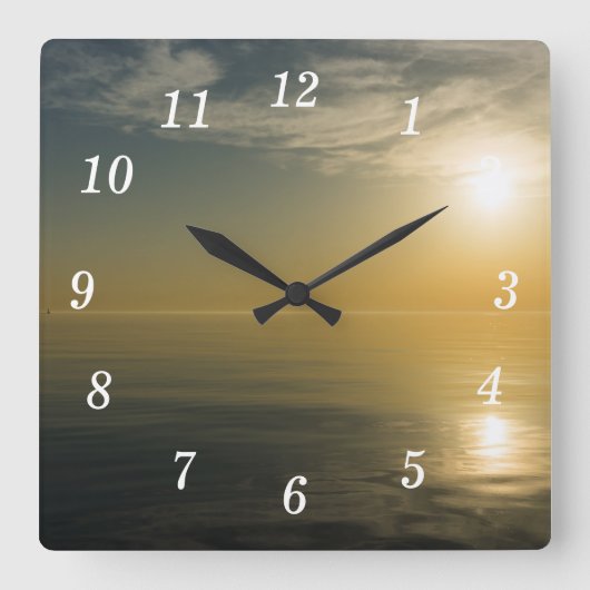 Planetarium-Sonnenaufgang-Uhr Quadratische Wanduhr (Vorderseite)