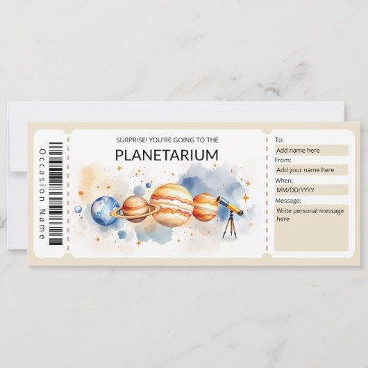 Planetariums-Geschenkgutschein-Vorlage Einladung (Vorderseite)