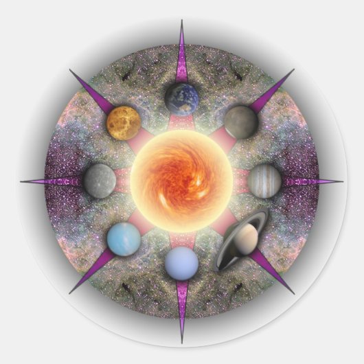 Planetary Mandala Circle Sticker (Vorderseite)