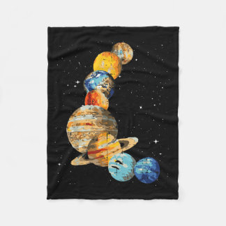 Planeten Aquarellmalerei Weltraum Galaxie Kunst Mä Fleecedecke