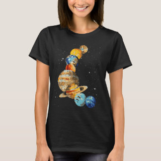 Planeten Aquarellmalerei Weltraum Galaxie Kunst Mä T-Shirt