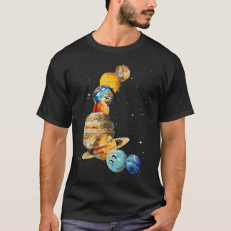 Planeten Aquarellmalerei Weltraum Galaxie Kunst Mä T-Shirt