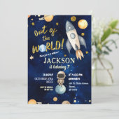Planeten aus diesem Welt Galaxy Weltraum Geburtsta Einladung (Stehend Vorderseite)