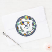 Planeten der Kreislaufbildung + Ihre hintere Farbe Runder Aufkleber (Umschlag)